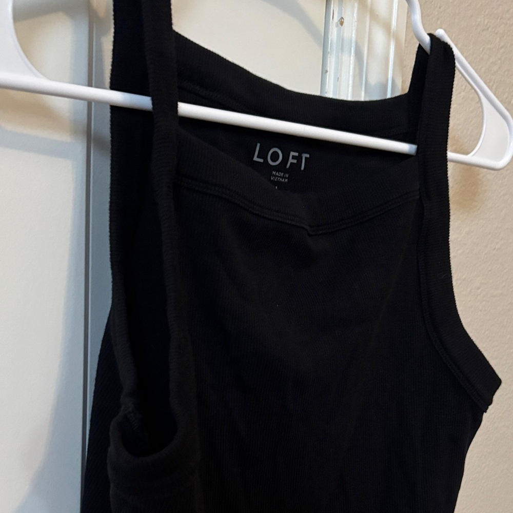 LOFT Black Ribbed Scoop Neck Tank Top - Picture 3 of 3
